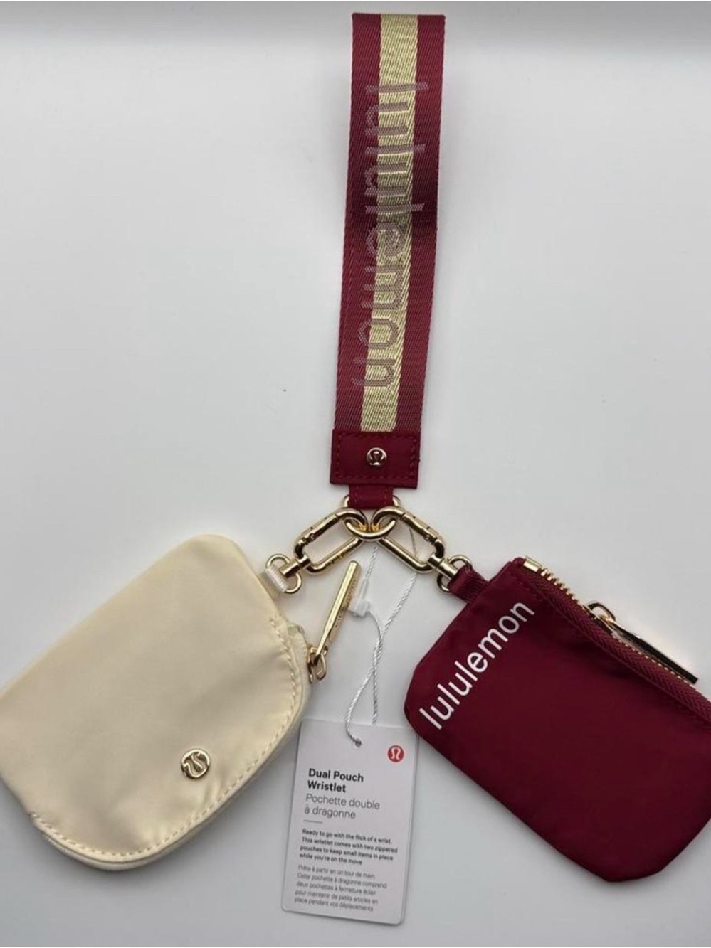 lululemon athletica Dual Pouch Wristlet in Burgundy and Cream